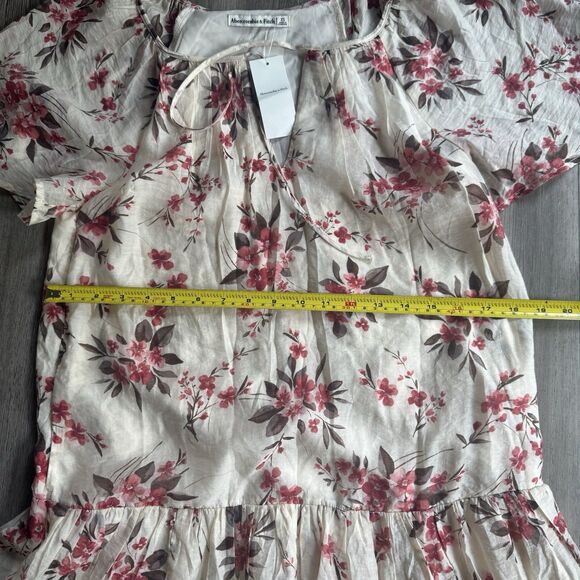 NWT Abercrombie & Fitch Floaty Dress XS Trapeze Mini Floral Boho Lightweight - Picture 6 of 11
